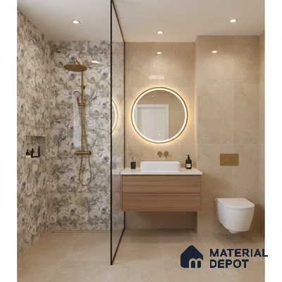 Floral Wall Tile TL 10150 Mural Art Verde 4 ft x 2 ft Vitrified Glossy Finish Tile - 9 mm | Suitable for Bathroom, Accent/Feature Wall, Dining Area