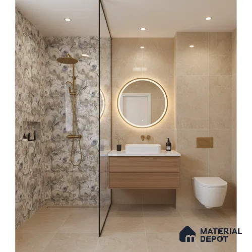 Floral Wall Tile TL 10150 Mural Art Verde 4 ft x 2 ft Vitrified Glossy Finish Tile - 9 mm | Suitable For Kitchen, Bathroom Walls and Backsplashes