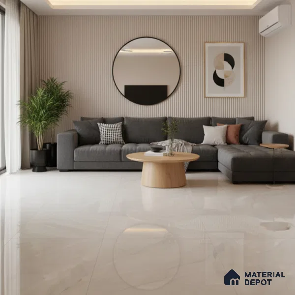 TL 10153 Oracle Crema Endless 6 ft x 4 ft Glossy Finish PGVT Vitrified Tile - 15 mm | Adhesive and Spacers Must be Used During Installation