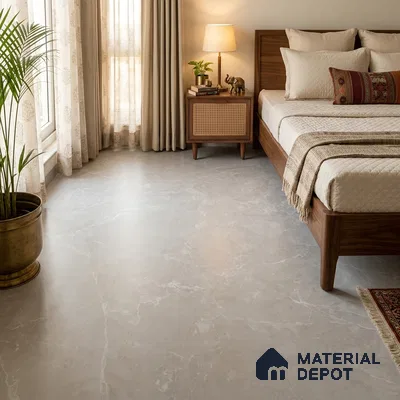 Marble Floor & Wall Tile TL 10155 B Beola Pearl 6 ft x 4 ft Matte Finish Vitrified Tile - 9 mm | Suitable For living Room, Bedroom, Bathroom | Adhesive and Spacers Must be Used During Installation