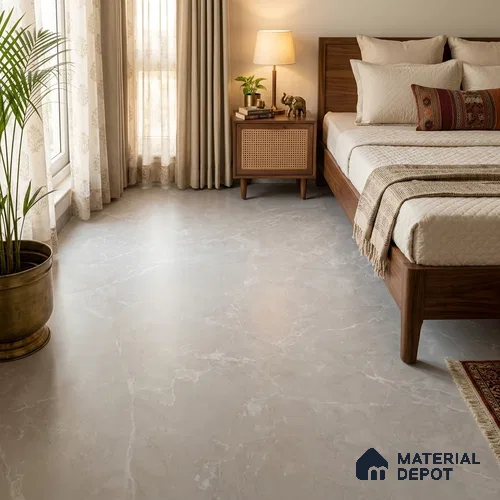 Marble Floor & Wall Tile TL 10155 B Beola Pearl 6 ft x 4 ft Matte Finish Vitrified Tile - 9 mm | Suitable For living Room, Bedroom, Bathroom | Adhesive and Spacers Must be Used During Installation