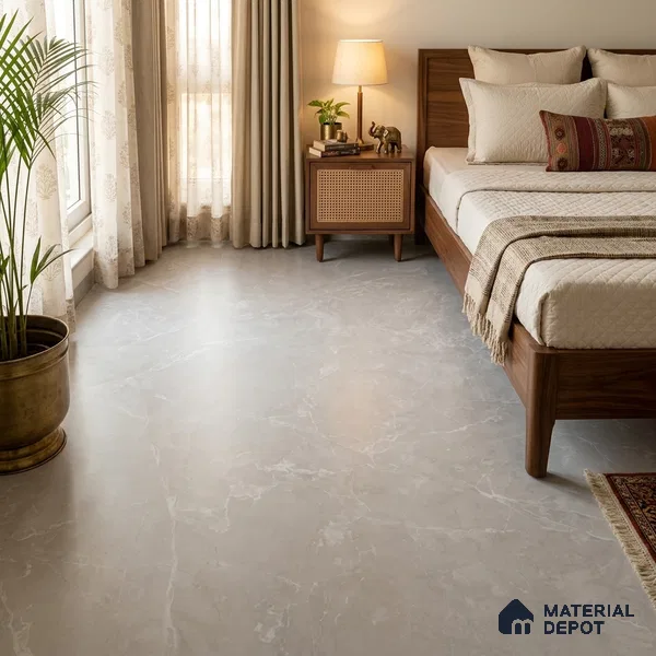Marble Floor & Wall Tile TL 10155 B Beola Pearl 6 ft x 4 ft Matte Finish Vitrified Tile - 9 mm | Suitable For living Room, Bedroom, Bathroom | Adhesive and Spacers Must be Used During Installation