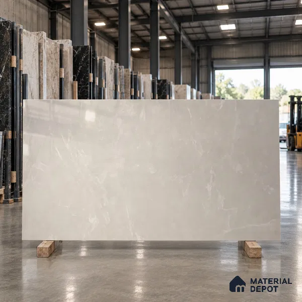 Marble Tundra Grey Wall & Floor Tile TL 10155 Light Grey 6 ft x 4 ft Glossy Finish Vitrified Tile - 9 mm | Suitable For Living Room, Bedroom, Bathroom | Adhesive and Spacers Must be Used During Installation