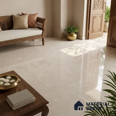 Marble Tundra Grey Wall & Floor Tile TL 10155 Light Grey 6 ft x 4 ft Glossy Finish Vitrified Tile - 9 mm | Suitable For Living Room, Bedroom, Bathroom | Adhesive and Spacers Must be Used During Installation