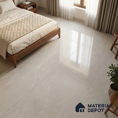 Marble Tundra Grey Wall & Floor Tile TL 10155 Light Grey 6 ft x 4 ft Glossy Finish Vitrified Tile - 9 mm | Suitable For Living Room, Bedroom, Bathroom | Adhesive and Spacers Must be Used During Installation