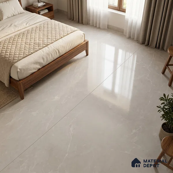Marble Tundra Grey Wall & Floor Tile TL 10155 Light Grey 6 ft x 4 ft Glossy Finish Vitrified Tile - 9 mm | Suitable For Living Room, Bedroom, Bathroom | Adhesive and Spacers Must be Used During Installation