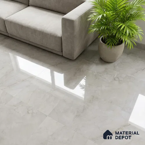 Marble Carrara Wall & Floor Tile TL 10157 Off-White 4 ft x 2 ft Glossy Finish Vitrified Tile - 9 mm | Suitable For Living Room, Bedroom, Dining