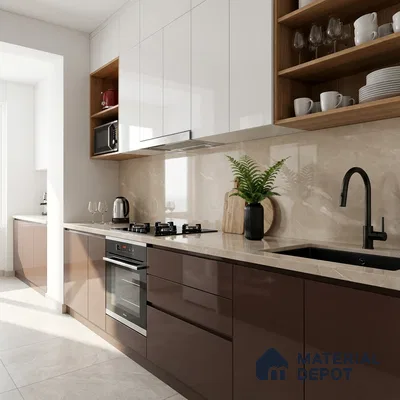 Floor & Wall Tile TL 10158 B Endless Fen Taupe 4 ft x 2 ft PGVT Vitrified Glossy Finish - 9 mm  Suitable For Living Room, Bedroom, Bathroom, Kitchen