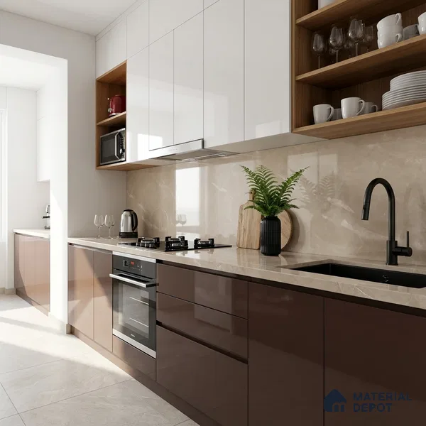 Floor & Wall Tile TL 10158 B Endless Fen Taupe 4 ft x 2 ft PGVT Vitrified Glossy Finish - 9 mm Suitable For Living Room, Bedroom, Bathroom, Kitchen