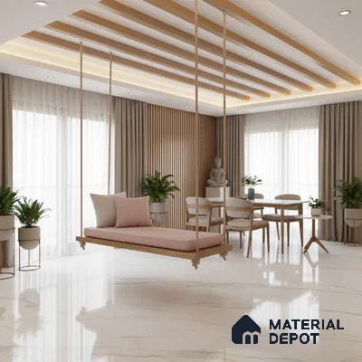 TL 10161 B Satvario Saga 4 ft x 6 ft Glossy Finish PGVT Vitrified Tile - 15 mm | Adhesive and Spacers Must be Used During Installation