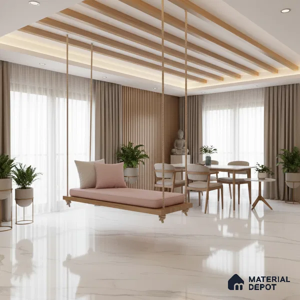 TL 10161 B Satvario Saga 4 ft x 6 ft Glossy Finish PGVT Vitrified Tile - 15 mm | Adhesive and Spacers Must be Used During Installation