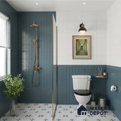 TL 10162 B Quimper Aqua HL 24 x 12 inch Glossy Finish  Ceramic Tile - 9 mm | Please Expect a Slight Variation of Pattern