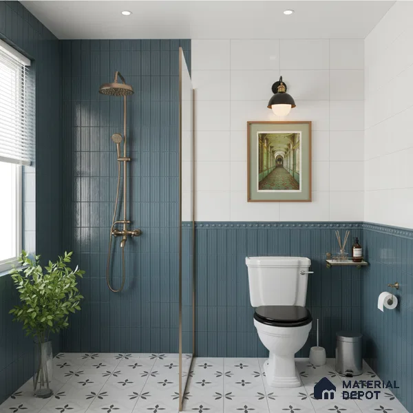 TL 10162 B Quimper Aqua HL 24 x 12 inch Glossy Finish Ceramic Tile - 9 mm | Please Expect a Slight Variation of Pattern