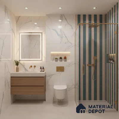 TL 10162 C Quimper Aqua Mix HL 24 x 12 inch Glossy Finish  Ceramic Tile - 9 mm | Please Expect a Slight Variation of Pattern