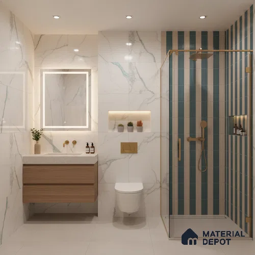 TL 10162 C Quimper Aqua Mix HL 24 x 12 inch Glossy Finish  Ceramic Tile - 9 mm | Please Expect a Slight Variation of Pattern