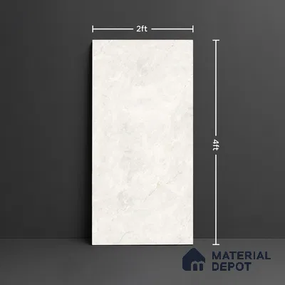 Marble Carrara Wall & Floor Tile TL 10163 Off-White 4 ft x 2 ft Glossy Finish Vitrified Tile - 9 mm | 4 Random Designs | Suitable For Living Room, Bedroom, Dining
