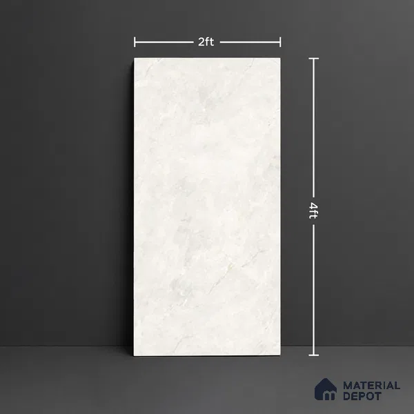 Marble Carrara Wall & Floor Tile TL 10163 Off-White 4 ft x 2 ft Glossy Finish Vitrified Tile - 9 mm | 4 Random Designs | Suitable For Living Room, Bedroom, Dining