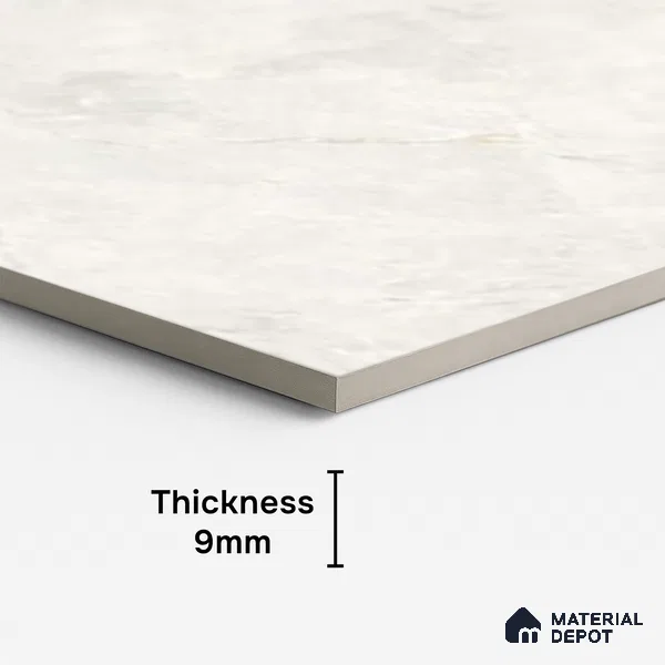 Marble Carrara Wall & Floor Tile TL 10163 Off-White 4 ft x 2 ft Glossy Finish Vitrified Tile - 9 mm | 4 Random Designs | Suitable For Living Room, Bedroom, Dining