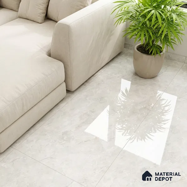 Marble Wall & Floor Tile TL 10163 Lumina Ivory 4 ft x 2 ft Glossy Finish Vitrified Tile - 9 mm | 4 Random Design | Suitable For Living Room, Bedroom, Dining Area (Sample)