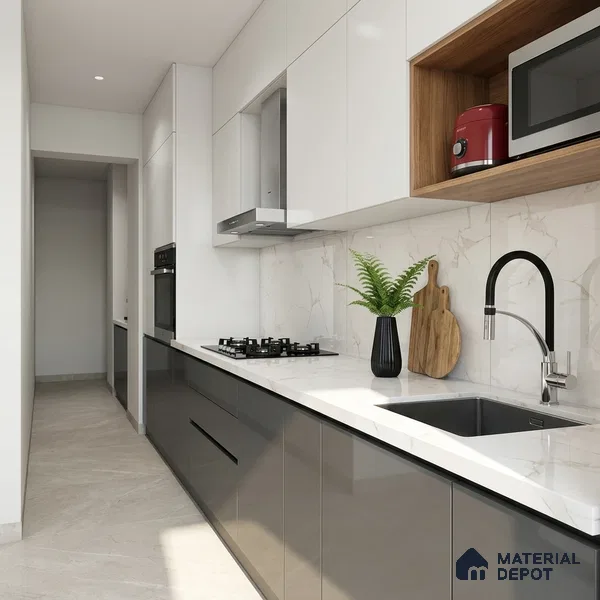 Floor & Wall Tile TL 10170 Alcora Bianco 4 ft x 2 ft PGVT Vitrified Glossy Finish - 9 mm Suitable For Living Room, Bedroom, Bathroom, Kitchen