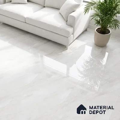 Marble Floor & Wall Tile TL 10173 Atlas Bianco Endless 4 ft x 2 ft Glossy Finish Vitrified Tile - 9 mm | Suitable For living Room, Bedroom, Bathroom