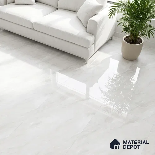 Marble Floor & Wall Tile TL 10173 Atlas Bianco Endless 4 ft x 2 ft Glossy Finish Vitrified Tile - 9 mm | Suitable For living Room, Bedroom, Bathroom