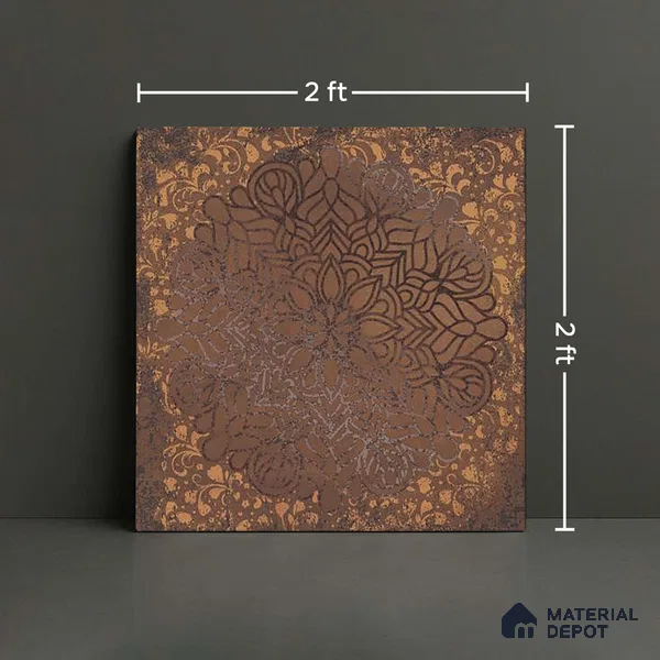 Brown Stone  Tile TL 10174 B   2 ft x 2 ft Vitrified Carving Matte Finish - 9 mm