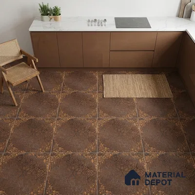 Brown Stone  Tile TL 10174 B   2 ft x 2 ft Vitrified Carving Matte Finish - 9 mm