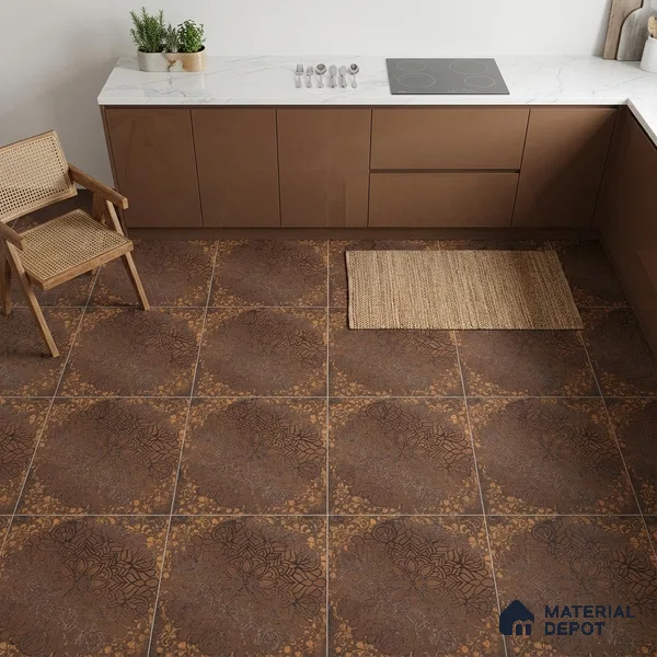 Brown Stone Tile TL 10174 B 2 ft x 2 ft Vitrified Carving Matte Finish - 9 mm