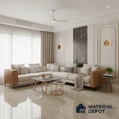 Marble Floor & Wall Tile TL 10177 SGH Craft Benzeen Gray 6 ft x 4 ft Glossy Finish Vitrified Tile - 9 mm | Suitable For living Room, Bedroom, Bathroom | Adhesive and Spacers Must be Used During Installation