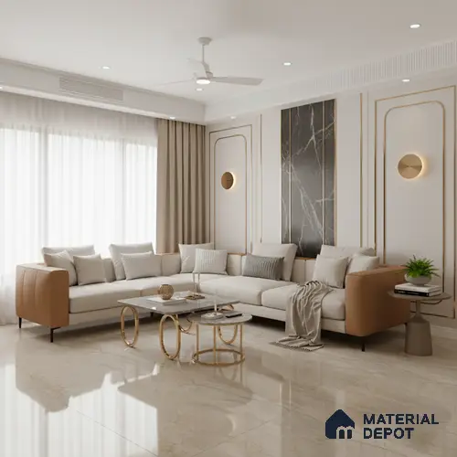 Marble Floor & Wall Tile TL 10177 SGH Craft Benzeen Gray 6 ft x 4 ft Glossy Finish Vitrified Tile - 9 mm | Suitable For living Room, Bedroom, Bathroom | Adhesive and Spacers Must be Used During Installation