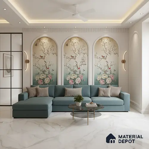 Marble Floor & Wall Tile TL 10178 SGH Micheal Satvario Pearl 6 ft x 4 ft Matte Finish Vitrified Tile - 9 mm | Suitable For living Room, Bedroom, Bathroom | Adhesive and Spacers Must be Used During Installation