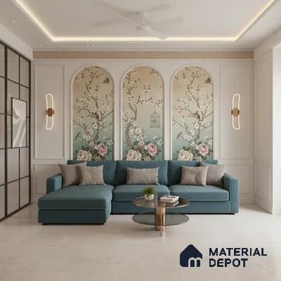 Marble Floor & Wall Tile TL 10180 SGH Aurora Pearl Taj 6 ft x 4 ft Matte Finish Vitrified Tile - 9 mm | Suitable For living Room, Bedroom, Bathroom | Adhesive and Spacers Must be Used During Installation
