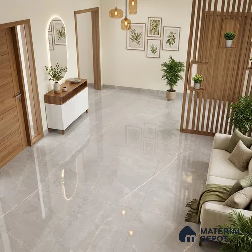Marble Floor & Wall Tile TL 10181 D Tiffancy Grey 6 ft x 4 ft Pearl Finish Vitrified Tile - 9 mm | Suitable For Living Room, Bedroom & Dining Area