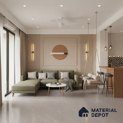 Marble Floor & Wall Large Format Tile TL 10188 Pietra Grey 6 ft x 4 ft Satin Finish Vitrified Tile - 9 mm | Suitable for Living Room, Bedroom & Bathroom | Adhesive and Spacers Must be Used During Installation