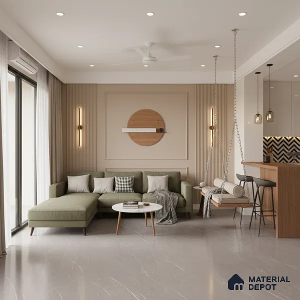 Marble Floor & Wall Large Format Tile TL 10188 Pietra Grey 6 ft x 4 ft Satin Finish Vitrified Tile - 9 mm | Suitable for Living Room, Bedroom & Bathroom | Adhesive and Spacers Must be Used During Installation