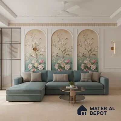 Marble Floor & Wall Large Format Tile TL 10190 Omani Beige 6 ft x 4 ft Satin Finish Vitrified Tile - 9 mm | Suitable for Living Room, Bedroom & Bathroom | Adhesive and Spacers Must be Used During Installation