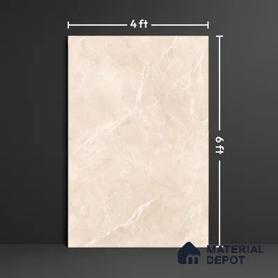 Marble Floor & Wall Tile TL 10196 SHG Magnum Crema 6 ft x 4 ft Glossy Finish Vitrified Tile - 9 mm | Suitable For living Room, Bedroom, Bathroom | Adhesive and Spacers Must be Used During Installation