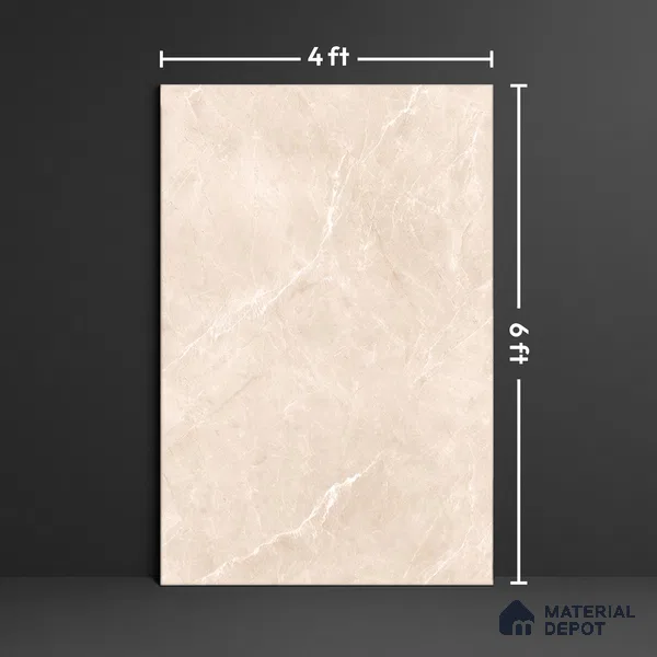 Marble Floor & Wall Tile TL 10196 SHG Magnum Crema 6 ft x 4 ft Glossy Finish Vitrified Tile - 9 mm | Suitable For living Room, Bedroom, Bathroom | Adhesive and Spacers Must be Used During Installation