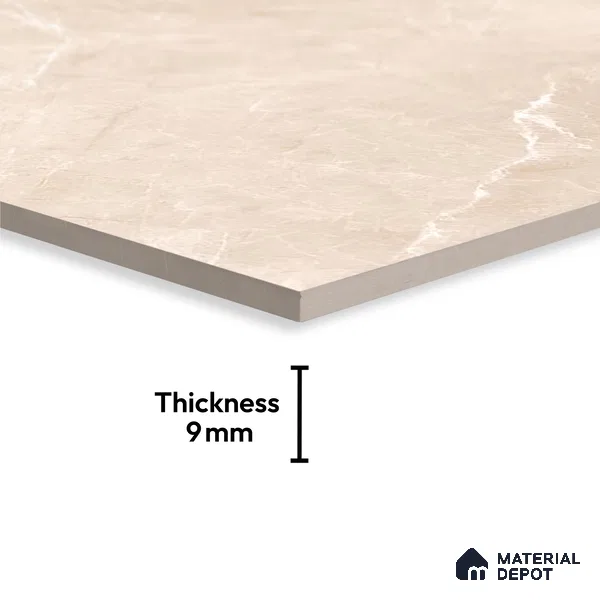 Marble Floor & Wall Tile TL 10196 SHG Magnum Crema 6 ft x 4 ft Glossy Finish Vitrified Tile - 9 mm | Suitable For living Room, Bedroom, Bathroom | Adhesive and Spacers Must be Used During Installation