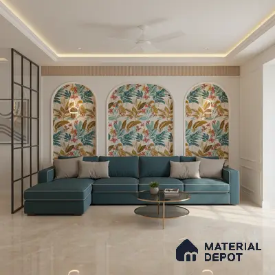 Marble Floor & Wall Tile TL 10196 SHG Magnum Crema 6 ft x 4 ft Glossy Finish Vitrified Tile - 9 mm | Suitable For living Room, Bedroom, Bathroom | Adhesive and Spacers Must be Used During Installation