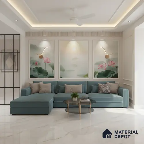 TL 10203 Marble Look Floor & Wall Tile Retro White 6 ft x 4 ft Glossy Finish Vitrified Tile - 9 mm | Adhesive and Spacers Must be Used During Installation