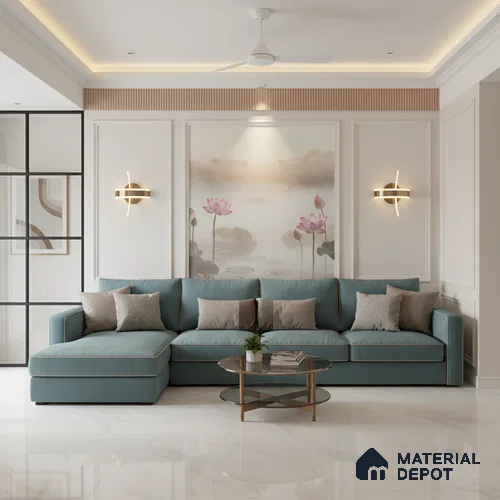 Budget Friendly Large Format Marble Floor Tile TL 10204 B Iceland Bianco Glossy Finish Vitrified Tile - 15 mm | Suitable for Living Room, Bedroom, Office | Adhesive and Spacers Must be Used During Installation