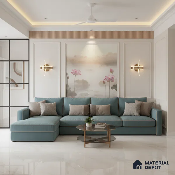 Budget Friendly Large Format Marble Floor Tile TL 10204 B Iceland Bianco Glossy Finish Vitrified Tile - 15 mm | Suitable for Living Room, Bedroom, Office | Adhesive and Spacers Must be Used During Installation