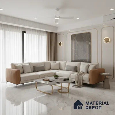 Marble Floor & Wall Large Format Tile TL 10210 Carara Pearl 6 ft x 4 ft Glossy Finish Vitrified Tile - 9 mm | Suitable for Living Room, Bedroom & Bathroom | Adhesive and Spacers Must be Used During Installation