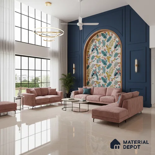 Marble Floor Large Format Tile TL 10213 Omani Beige 6 ft x 4 ft Glossy Finish Vitrified Colorbody Tile - 15 mm | Suitable for Living Room, Bedroom & Bathroom | Adhesive and Spacers Must be Used During Installation