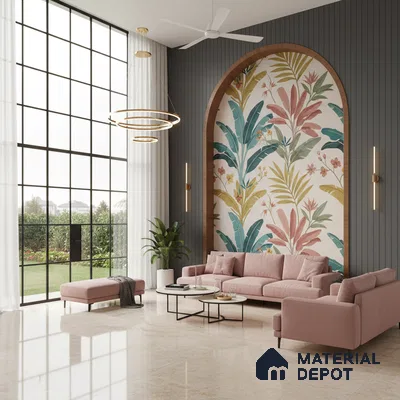 Marble Floor Large Format Tile TL 10215 Byttora Tan 6 ft x 4 ft Glossy Finish Vitrified Colorbody Tile - 15 mm | Suitable for Living Room, Bedroom & Bathroom | Adhesive and Spacers Must be Used During Installation