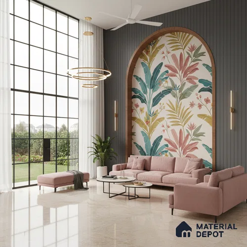 Marble Floor Large Format Tile TL 10215 Byttora Tan 6 ft x 4 ft Glossy Finish Vitrified Colorbody Tile - 15 mm | Suitable for Living Room, Bedroom & Bathroom | Adhesive and Spacers Must be Used During Installation