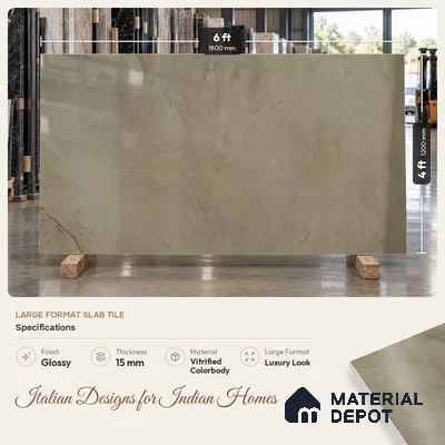 Marble Floor Large Format Tile TL 10218 Arisma White 6 ft x 4 ft Glossy Finish Vitrified Colorbody Tile - 15 mm | Suitable for Living Room, Bedroom & Bathroom | Adhesive and Spacers Must be Used During Installation