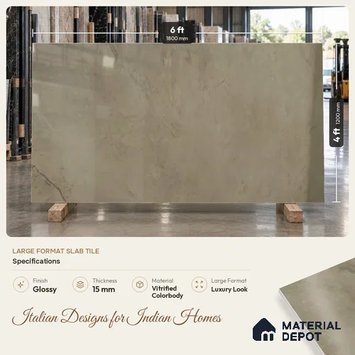 Marble Floor Large Format Tile TL 10218 Arisma White 6 ft x 4 ft Glossy Finish Vitrified Colorbody Tile - 15 mm | Suitable for Living Room, Bedroom & Bathroom | Adhesive and Spacers Must be Used During Installation